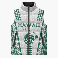 Polynesian Hawaii Volleyball Custom Sleeveless Puffer Jacket White Kakau with Map Motif - Polynesian Pride