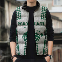 Polynesian Hawaii Volleyball Custom Sleeveless Puffer Jacket White Kakau with Map Motif - Polynesian Pride
