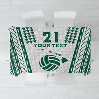 Polynesian Hawaii Volleyball Custom Tablecloth White Kakau with Map Motif