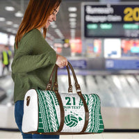 Polynesian Hawaii Volleyball Custom Travel Bag White Kakau with Map Motif - Polynesian Pride