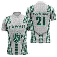 Polynesian Hawaii Volleyball Custom Zipper Polo Shirt White Kakau with Map Motif - Polynesian Pride