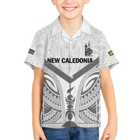 New Caledonia Football Custom Family Matching Puletasi and Hawaiian Shirt Go Champions Les Cagous LT9 Son's Shirt White - Polynesian Pride