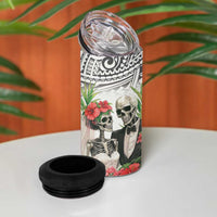 Skeleton Love for Valentines Day 4 in 1 Can Cooler Tumbler Polynesian Tribal Love Forever LT9 - Polynesian Pride