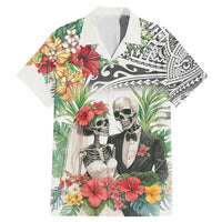 Skeleton Love for Valentines Day Family Matching Mermaid Dress and Hawaiian Shirt Polynesian Tribal Love Forever LT9 Dad's Shirt - Short Sleeve White - Polynesian Pride
