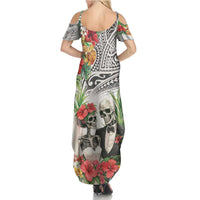 Skeleton Love for Valentines Day Family Matching Summer Maxi Dress and Hawaiian Shirt Polynesian Tribal Love Forever LT9 - Polynesian Pride