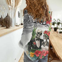 Skeleton Love for Valentines Day Women Casual Shirt Polynesian Tribal Love Forever LT9 - Polynesian Pride