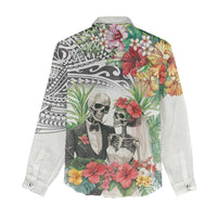 Skeleton Love for Valentines Day Women Casual Shirt Polynesian Tribal Love Forever LT9 - Polynesian Pride
