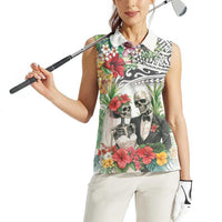 Skeleton Love for Valentines Day Women Sleeveless Polo Shirt Polynesian Tribal Love Forever LT9 - Polynesian Pride