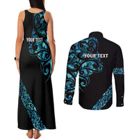 All Black Maori Tribal Tattoo Personalised Couples Matching Tank Maxi Dress and Long Sleeve Button Shirt Polynesian Style LT9 - Polynesian Pride