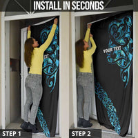 All Black Maori Tribal Tattoo Personalised Door Cover Polynesian Style - Polynesian Pride