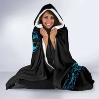 All Black Maori Tribal Tattoo Personalised Hooded Blanket Polynesian Style