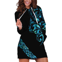 All Black Maori Tribal Tattoo Personalised Hoodie Dress Polynesian Style