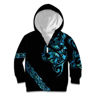 All Black Maori Tribal Tattoo Personalised Kid Hoodie Polynesian Style
