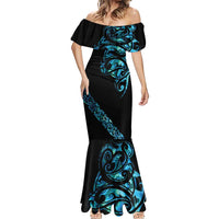 All Black Maori Tribal Tattoo Personalised Mermaid Dress Polynesian Style