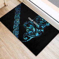 All Black Maori Tribal Tattoo Personalised Rubber Doormat Polynesian Style LT9 - Polynesian Pride