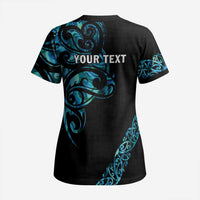 All Black Maori Tribal Tattoo Personalised Scrub Top Polynesian Style - Polynesian Pride