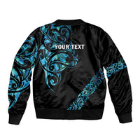 All Black Maori Tribal Tattoo Personalised Sleeve Zip Bomber Jacket Polynesian Style LT9 - Polynesian Pride