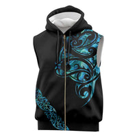 All Black Maori Tribal Tattoo Personalised Sleeveless Zip Hoodie Polynesian Style - Polynesian Pride