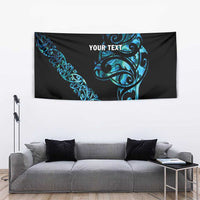 All Black Maori Tribal Tattoo Personalised Tapestry Polynesian Style