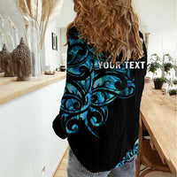 All Black Maori Tribal Tattoo Personalised Women Casual Shirt Polynesian Style LT9 - Polynesian Pride