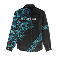 All Black Maori Tribal Tattoo Personalised Women Casual Shirt Polynesian Style LT9 - Polynesian Pride