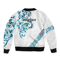 All White Maori Tribal Tattoo Personalised Bomber Jacket Polynesian Style LT9 - Polynesian Pride