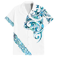 All White Maori Tribal Tattoo Personalised Family Matching Short Sleeve Bodycon Dress and Hawaiian Shirt Polynesian Style