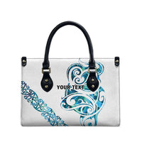 All White Maori Tribal Tattoo Personalised Leather Bag Polynesian Style - Polynesian Pride
