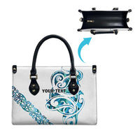 All White Maori Tribal Tattoo Personalised Leather Bag Polynesian Style - Polynesian Pride
