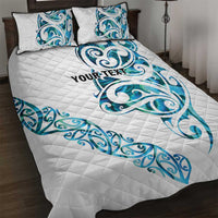 All White Maori Tribal Tattoo Personalised Quilt Bed Set Polynesian Style