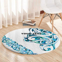 All White Maori Tribal Tattoo Personalised Round Carpet Polynesian Style