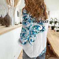 All White Maori Tribal Tattoo Personalised Women Casual Shirt Polynesian Style LT9 - Polynesian Pride