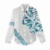 All White Maori Tribal Tattoo Personalised Women Casual Shirt Polynesian Style LT9 - Polynesian Pride