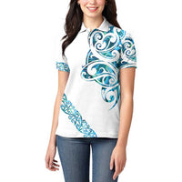 All White Maori Tribal Tattoo Personalised Women Polo Shirt Polynesian Style