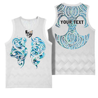 Queensland Maori Kiwi Personalised Basketball Jersey Ma Kakariki Papua Shell Maori Tribal Tattoo - Polynesian Pride