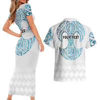 Queensland Maori Kiwi Personalised Couples Matching Short Sleeve Bodycon Dress and Hawaiian Shirt Ma Kakariki Papua Shell Maori Tribal Tattoo