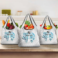 Queensland Maori Kiwi Personalised Grocery Bag Ma Kakariki Papua Shell Maori Tribal Tattoo LT9 3-pack One Size White - Polynesian Pride