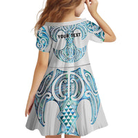 Queensland Maori Kiwi Personalised Kid Short Sleeve Dress Ma Kakariki Papua Shell Maori Tribal Tattoo