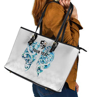 Queensland Maori Kiwi Personalised Leather Tote Bag Ma Kakariki Papua Shell Maori Tribal Tattoo LT9 - Polynesian Pride