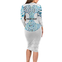 Queensland Maori Kiwi Personalised Long Sleeve Bodycon Dress Ma Kakariki Papua Shell Maori Tribal Tattoo