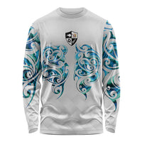 Queensland Maori Kiwi Personalised Long Sleeve Shirt Ma Kakariki Papua Shell Maori Tribal Tattoo LT9 Unisex White - Polynesian Pride