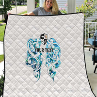 Queensland Maori Kiwi Personalised Quilt Ma Kakariki Papua Shell Maori Tribal Tattoo LT9 White - Polynesian Pride