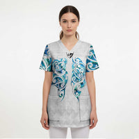 Queensland Maori Kiwi Personalised Scrub Top Ma Kakariki Papua Shell Maori Tribal Tattoo - Polynesian Pride