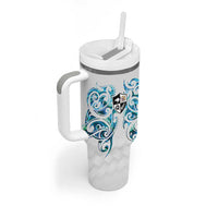 Queensland Maori Kiwi Personalised Tumbler With Handle Ma Kakariki Papua Shell Maori Tribal Tattoo LT9 - Polynesian Pride