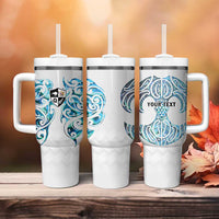 Queensland Maori Kiwi Personalised Tumbler With Handle Ma Kakariki Papua Shell Maori Tribal Tattoo LT9 - Polynesian Pride