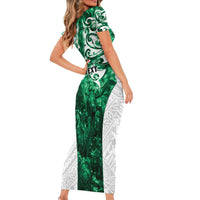 Queensland Maori Kiwi Personalised Family Matching Short Sleeve Bodycon Dress and Hawaiian Shirt Kikirangi Papua Shell Maori Tribal Tattoo