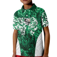 Queensland Maori Kiwi Personalised Kid Polo Shirt Kikirangi Papua Shell Maori Tribal Tattoo LT9 Kid Green - Polynesian Pride