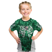 Queensland Maori Kiwi Personalised Kid T Shirt Kikirangi Papua Shell Maori Tribal Tattoo LT9 Green - Polynesian Pride
