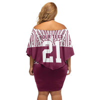 Queensland Maori Nga Hau E Wha Custom Off Shoulder Short Dress Polynesian Maori Tribal Pattern