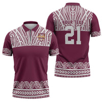 Queensland Maori Nga Hau E Wha Custom Zipper Polo Shirt Polynesian Maori Tribal Pattern - Polynesian Pride
